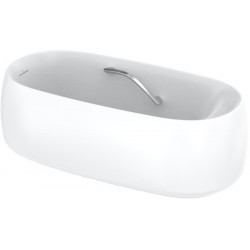 Baignoire flottante sur pied, avec poignée de baignoire, ronde blanc mat TOTO