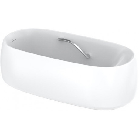 Baignoire flottante sur pied, avec poignée de baignoire, ronde blanc mat TOTO