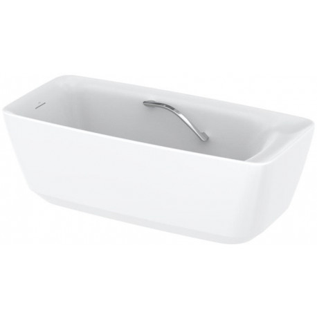 Baignoire flottante sur pied, avec poignée de bain, carré blanc mat TOTO