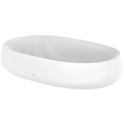Vasque à poser CE sans trou pour robinetterie, avec trop-plein blanc mat 600 mm, avec robinet à tige, rond TOTO