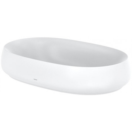 Vasque à poser CE sans trou pour robinetterie, avec trop-plein blanc mat 600 mm, avec robinet à tige, rond TOTO