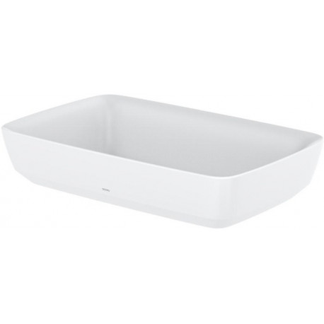 Vasque à poser CE sans trou pour robinetterie, avec trop-plein blanc mat 600 mm, avec robinet à tige, carré TOTO