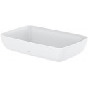 Vasque à poser CE sans trou pour robinetterie, avec trop-plein blanc mat 600 mm, avec robinet à tige, carré TOTO