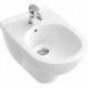 Bidets suspendus, 360 x 560 mm, pour robinetterie monotrou , trou de robinetterie percé, avec trop-plein, modèle suspendu, En porcelaine sanitaire Blanc