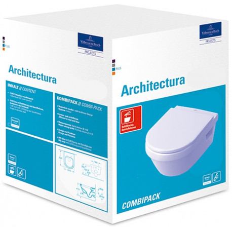 Combi-Pack ARCHITECTURA avec WC profond suspendu et abattant blanc VILLEROY & BOCH
