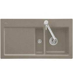 Subway 50 flat, Éviers à encastrement affleurant, 880 x 475 mm, Disponibleavec égouttoir à droite ou à gauche, Installation à fleur dans plan de travail en pierre naturelle ou reconstituée, Évier non réversible Ivory