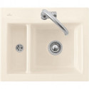 Subway 60 XM flat, Éviers à encastrement affleurant, 585 x 475 mm, Évier non réversible, Installation à fleur dans un plan de travail en pierre naturelle ou reconstituée (d'épaisseur mini : 3 cm) Ivory
