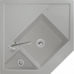 Monumentum, Modules, 896 x 896 mm, Module d'angle, Installation sur un meuble sous évier d'angle de 90 cm de côté, 2 cuves pouvant être fermées, inclus Vidage automatique, chromé et Set de fixation Graphite