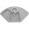 Solo Angle, Éviers d'angle, 1075 x 600 mm, Évier à encastrer, Installation sur un meuble sous évier d'angle de 90 cm de côté, 2 cuves pouvant être fermées, inclus Vidage manuel, chromé et Vide-sauce, transparent Timber