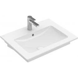 Venticello, Lavabos muraux, 600 x 500 mm, Rectangulaire, pour robinetterie murale, sans troude robinetterie,avec trop-plein, En porcelaine sanitaire