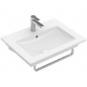 Venticello, Lavabos muraux, 600 x 500 mm, Rectangulaire, pour robinetterie à 3 trou s, troude robinetterie central percé, sans trop-plein, En porcelaine sanitaire