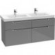 Meubles sous vasque, 1287 x 590 x 449 mm, modèle suspendu, En bois Glossy Grey