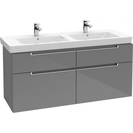 Meubles sous vasque, 1287 x 590 x 449 mm, modèle suspendu, En bois Glossy Grey