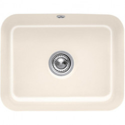 Cisterna 60C, Éviers à encastrer par le dessous, 550 x 440 mm, Installation sous un plan de travail en pierre naturelle ou reconstituée, Cuve sous-plan inclus Vidage automatique et Set de fixation Snow White brillant
