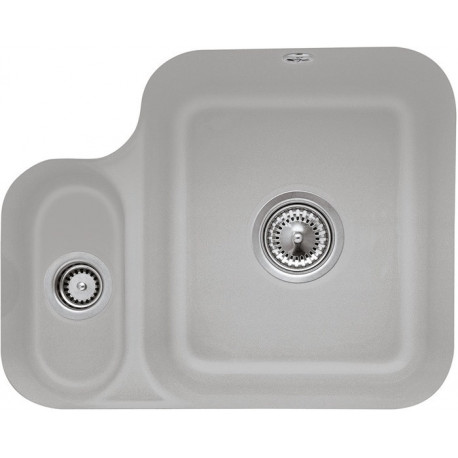 Cisterna 60B, Éviers à encastrer par le dessous, 545 x 440 mm, Installation sous un plan de travail en pierre naturelle ou reconstituée, Cuve sous-plan inclus Vidage automatique, Set de fixation et Vide-sauce,Snow White brillant