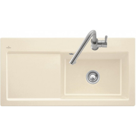 Évier à encastrer SUBWAY 60 XL FLAT 965 x 475 mm, vasque à gauche, commande manuelle bois VILLEROY & BOCH