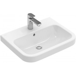 Finion, Lave-mains, 430 x 390 mm, Rectangulaire, pour robinetterie monotrou , troude robinetterie percé,avec trop-plein invisible, TitanCeram, Blanc CeramicPlus