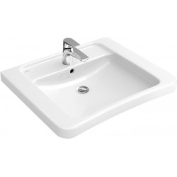 Architectura Vita, Lavabos muraux, 600 x 555 mm, Rectangulaire, Ex Targa Architectura, 5 positions des trou s de robinetterie au choix, sans trop-plein, En porcelaine sanitaire