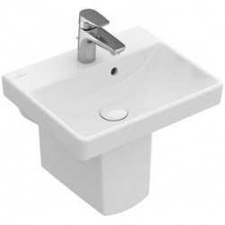 Avento, Lave-mains, 450 x 370 mm, Angulaire, pour robinetterie monotrou , troude robinetterie percé, sans trop-plein, En porcelaine sanitaire Blanc CeramicPlus