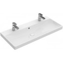 Avento, Plans de toilette, 1000 x 470 mm, Rectangulaire, pour deux robinetteries monotrou , trou s de robinetterie percés,avec trop-plein, En porcelaine sanitaire