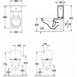 Accessoires, mécanisme à touche DualFlush, chromé, alimentation latérale ou arrière, En porcelaine sanitaire Blanc