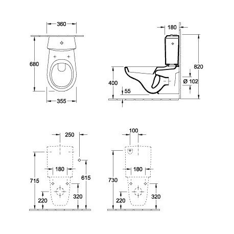 Accessoires, mécanisme à touche DualFlush, chromé, alimentation latérale ou arrière, En porcelaine sanitaire Blanc