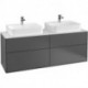 Finion, Meubles sous lavabo, 1600 x 603 x 501 mm, Angulaire, modèle suspendu, En bois, pour 2 lavabos, Glossy White Lacquer