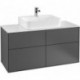 Finion, Meubles sous lavabo, 1200 x 603 x 501 mm, Angulaire, modèle suspendu, En bois, lavabo au milieu, Glossy White Lacquer