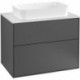 Finion, Meubles sous lavabo, 800 x 603 x 501 mm, Angulaire,avec troude robinetterie, modèle suspendu, En bois, lavabo au milieu, Glossy White Lacquer