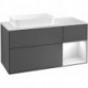 Finion, Meubles sous lavabo, 1200 x 603 x 501 mm, Angulaire,avec meuble étagère (éclairé), modèle suspendu, En bois, lavabo à gauche, éclairage LED, 1x LED / 2,3W, 2700 K à 6480 K, Glossy White Lacquer