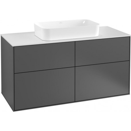 Finion, Meubles sous lavabo, 1200 x 603 x 501 mm, Angulaire,avec troude robinetterie, modèle suspendu, En bois, lavabo au milieu, Glossy White Lacquer