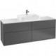 Finion, Meubles sous lavabo, 1600 x 603 x 501 mm, Angulaire, modèle suspendu, En bois, lavabo au milieu, Glossy White Lacquer