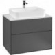 Finion, Meubles sous lavabo, 800 x 603 x 501 mm, Angulaire,avec éclairage mural, modèle suspendu, En bois, lavabo au milieu, éclairage LED, 2x LED / 4,2W, 2700 K à 6480 K, Glossy White Lacquer