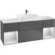 Finion, Meubles sous lavabo, 1600 x 603 x 501 mm, Angulaire,avec meuble étagère (éclairé), modèle suspendu, En bois, lavabo au milieu, éclairage LED, 2x LED / 2,3W, 2x LED / 4,2W, 2700 K à 6480 K, Glossy White Lacquer