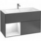 Finion, Meubles sous lavabo, 996 x 591 x 498 mm, Angulaire,avec meuble étagère (éclairé), modèle suspendu, En bois, éclairage LED, 1x LED / 2,3W, 2x LED / 4,2W, 2700 K à 6480 K, Glossy White Lacquer