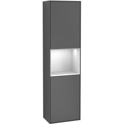 Finion, Armoires hautes, 418 x 1516 x 270 mm, Angulaire,avec meuble étagère (éclairé), modèle suspendu, En bois, éclairage LED, 1x LED / 2,3W, 2x LED / 11,2W, 2700 K à 6480 K, Glossy White Lacquer