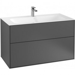 Finion, Meubles sous lavabo, 996 x 591 x 498 mm, Angulaire, modèle suspendu, En bois, Glossy White Lacquer