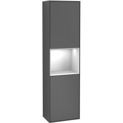 Finion, Armoires hautes, 418 x 1516 x 270 mm, Angulaire,avec meuble étagère (éclairé), modèle suspendu, En bois, éclairage LED, 1x LED / 2,3W, 2x LED / 11,2W, 2700 K à 6480 K, Glossy White Lacquer
