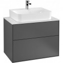 Finion, Meubles sous lavabo, 800 x 603 x 501 mm, Angulaire, modèle suspendu, En bois, lavabo au milieu, Glossy White Lacquer