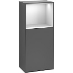 Finion, Armoires latérales, 418 x 936 x 270 mm, Angulaire,avec meuble étagère (éclairé), modèle suspendu, En bois, éclairage LED, 1x LED / 2,3W, 2700 K à 6480 K, Walnut Veneer