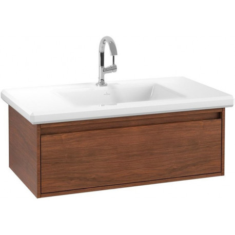 Antheus, Meubles sous vasque, 925 x 348 x 500 mm, modèle suspendu, En bois American Walnut