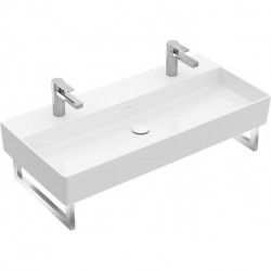 Memento 2.0, Lavabos muraux, 1000 x 470 mm, Rectangulaire, pour deux robinetteries monotrou , trou s de robinetterie percés, sans trop-plein, Une bonde ne pouvant pas être fermée ou bien un ViFlow (trop-plein dissimulé) doit être utilisée sur