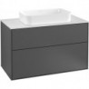 Finion, Meubles sous lavabo, 1000 x 603 x 501 mm, Angulaire, sans troupour robinetterie, modèle suspendu, En bois, lavabo au milieu, Glossy White Lacquer
