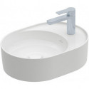 Collaro, Vasques à poser, 510 x 380 mm, Rectangulaire, Modèle déposé, réversible, pour robinetterie monotrou , troude robinetterie percé, sans trop-plein, Stone White CeramicPlus