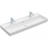 Collaro, Plans de toilette, 1200 x 470 mm, Rectangulaire, Modèle déposé, pour deux robinetteries monotrou , trou s de robinetterie percés, sans trop-plein, Blanc CeramicPlus