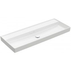 Collaro, Plans de toilette, 1200 x 470 mm, Rectangulaire, Modèle déposé, pour robinetterie murale, sans troude robinetterie, sans trop-plein, Blanc CeramicPlus