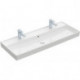 Collaro, Plans de toilette, 1200 x 470 mm, Rectangulaire, Modèle déposé, pour deux robinetteries monotrou , trou s de robinetterie percés,avec trop-plein, TitanCeram, Blanc