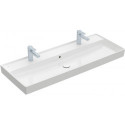 Collaro, Plans de toilette, 1200 x 470 mm, Rectangulaire, Modèle déposé, pour deux robinetteries monotrou , trou s de robinetterie percés,avec trop-plein, TitanCeram, Stone White CeramicPlus
