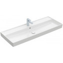 Collaro, Plans de toilette, 1200 x 470 mm, Rectangulaire, Modèle déposé, pour robinetterie à 3 trou s, troude robinetterie central percé,avec trop-plein, TitanCeram, Blanc