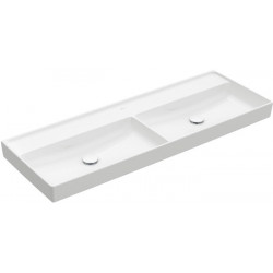 Collaro, Plans doubles, 1300 x 470 mm, Rectangulaire, Modèle déposé, pour robinetterie murale, sans troude robinetterie, sans trop-pleinanCeram, Blanc